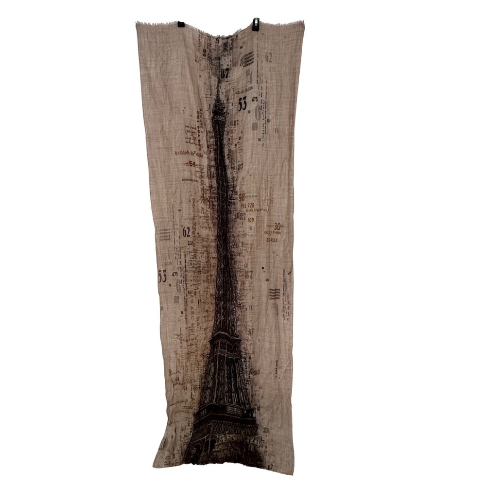 Feel Cashmere Eiffel Tower Paris Scarf Lightweight Sheer Wrap 74x26